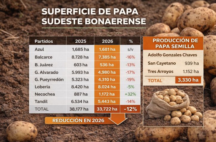 Papa: tras el derrumbe de 2025, el sector reduce siembra y busca recomponer precios